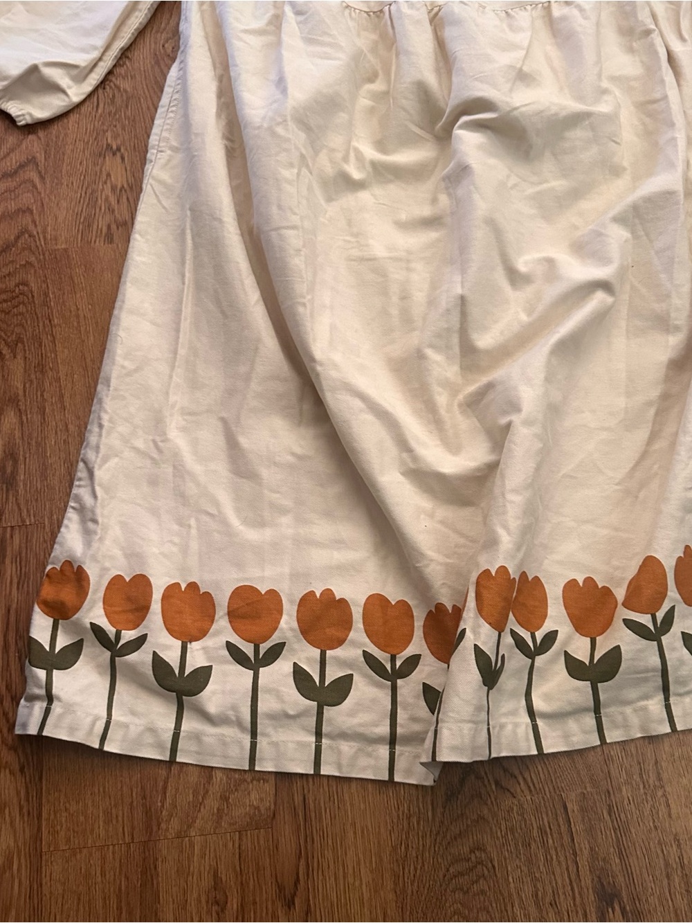 Lucy & Yak Cream Maxi Dress Orange Tulip Hem size 18 NWT organic cotton - Picture 4 of 8